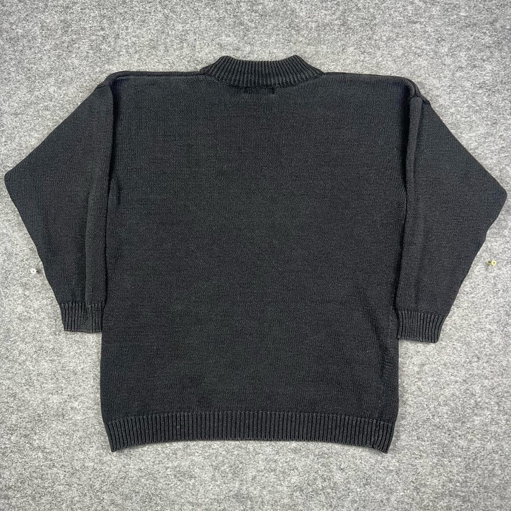 Black Geometric Pattern Crewneck Sweater with Pink Triangle - Picture 3 of 7
